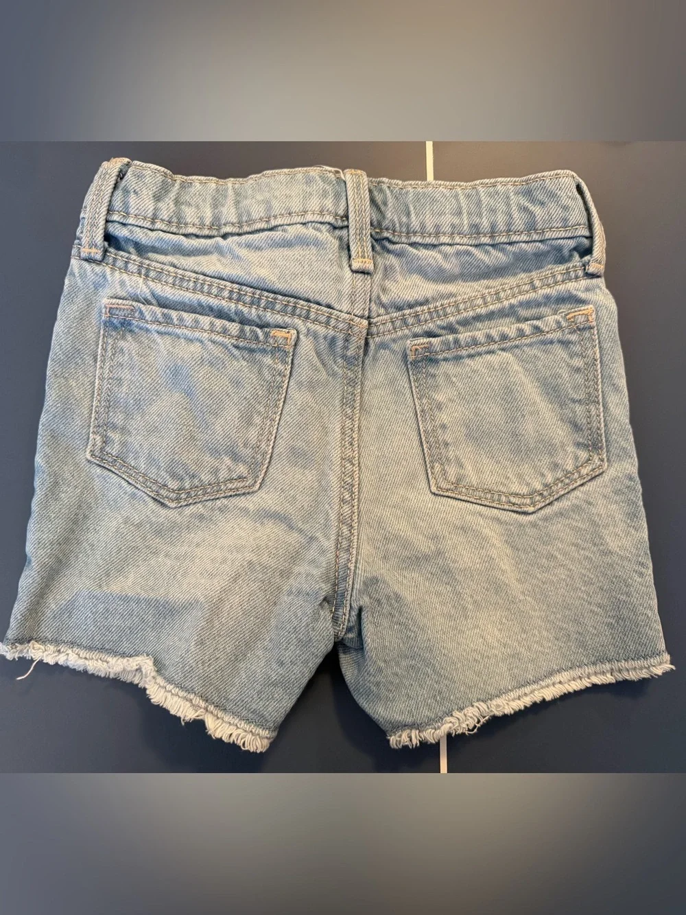 Old Navy Light Blue Denim Shorts with Colorful Heart & LOVE Embroidery 4T